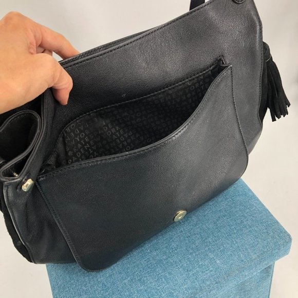 Kate Spade Black Rianne Pratt St. Leather Suede Shoulder Bag - Picture 6 of 9